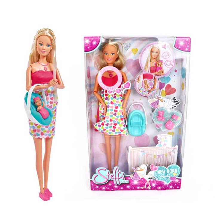 LUTKA STEFFI LOVE TRUDNICA NEW BORN BABY S PRIBOROM U KUTIJI 32x6x20 cm