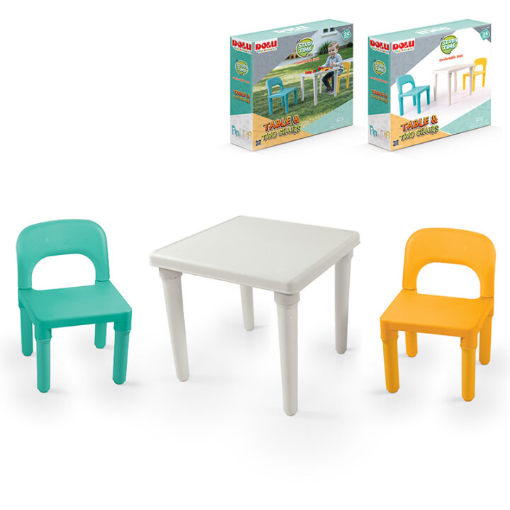 STOLIĆ DJEČJI S DVIJE STOLICE U BOJI 44,5x44,5x41,5 cm / 30x27,5x44,5 cm