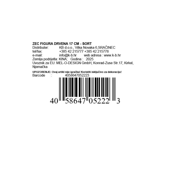 ZEC FIGURA DRVENA 17 CM - SORT