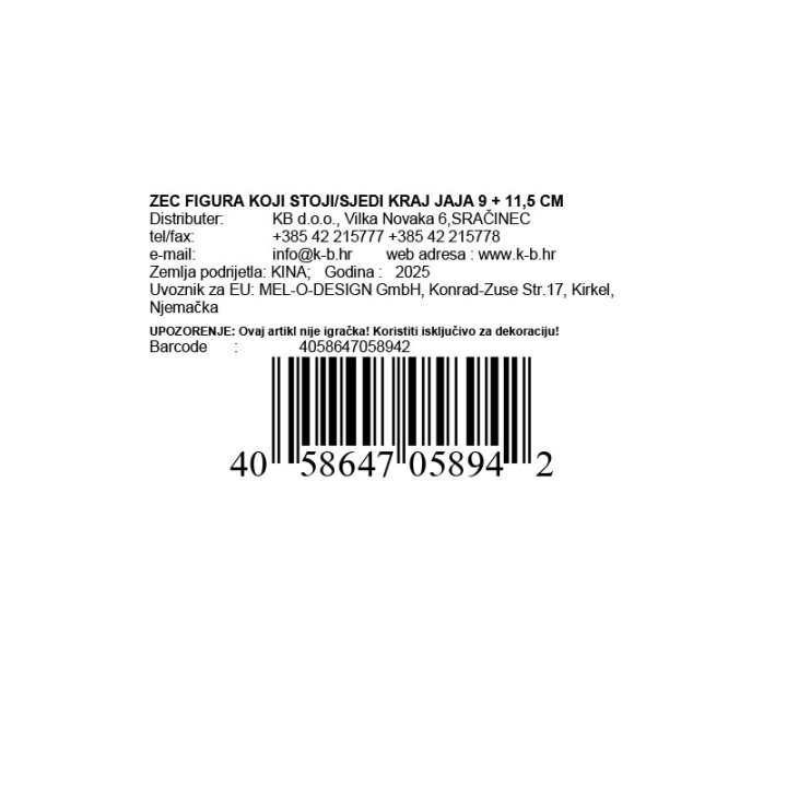 ZEC FIGURA KOJI STOJI/SJEDI KRAJ JAJA 11,5 CM