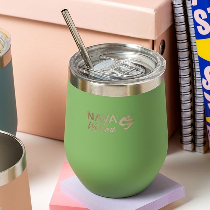 PUTNA TERMOS ŠALICA INOX ZELENA 360 mL SA SLAMKOM - WE CARE