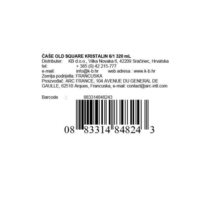 ČAŠE OLD SQUARE STAKLENE 6/1 320 mL