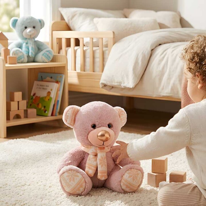 MEDO PLIŠANI S PLETENIM ŠALOM 25 cm - SORT
