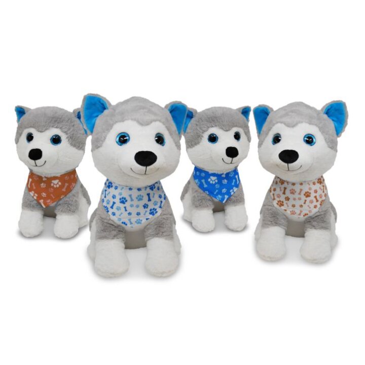 PAS HUSKY PLIŠANI S MARAMOM 40 cm - SORT