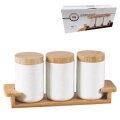 POSUDE ZA ZAČINE 3/1 PORCULANSKE 500 ml NA DRVENOM STALKU 33,5x9,8x14,5 cm