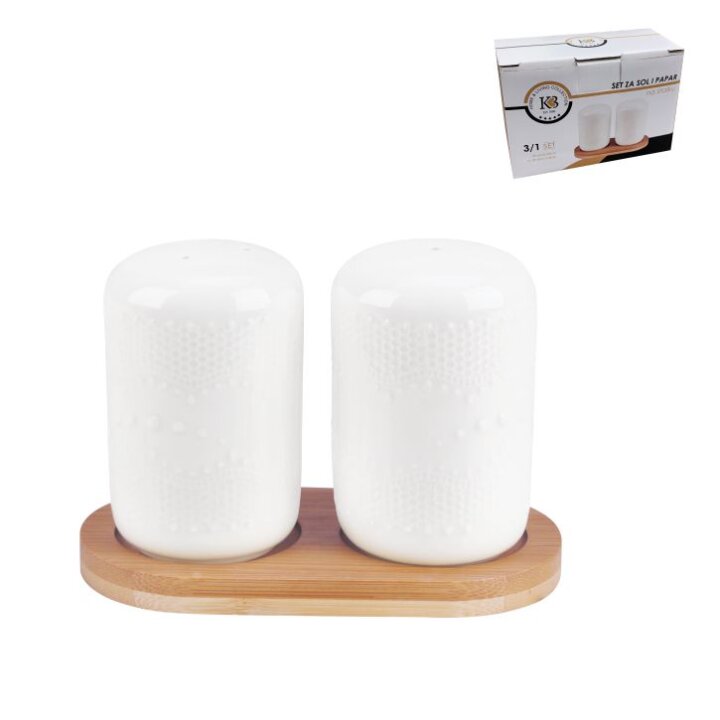 SET SOL I PAPAR PORCULANSKI NA DRVENOM STALKU 12,5x6,8x8,5 cm