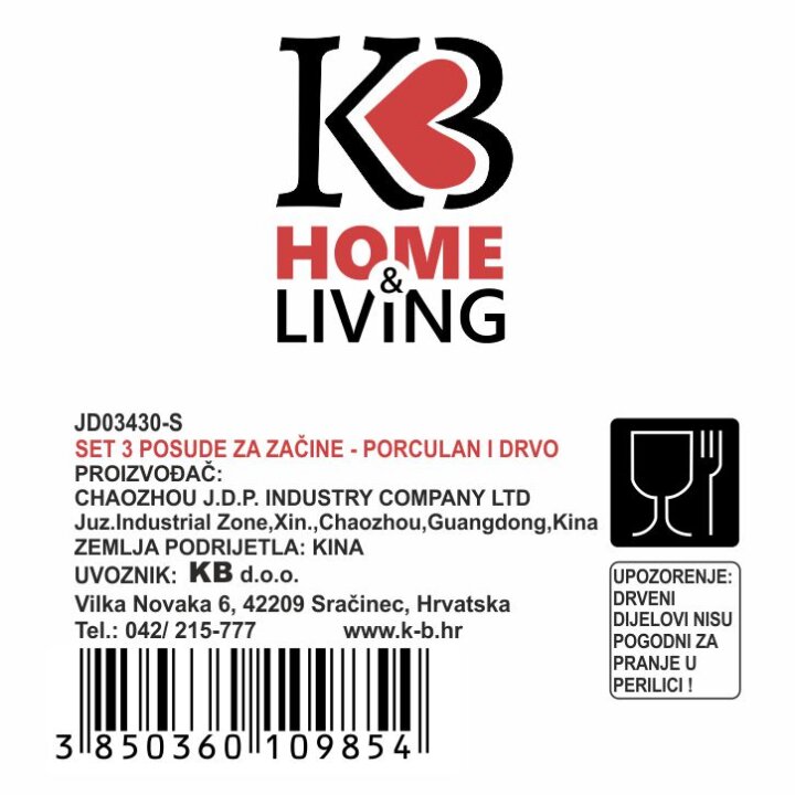 POSUDE ZA ZAČINE 3/1 PORCULANSKE NA DRVENOM STALKU LINEA 36x10,2x14 cm