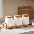 POSUDE ZA ZAČINE 3/1 PORCULANSKE NA DRVENOM STALKU LINEA 36x10,2x14 cm