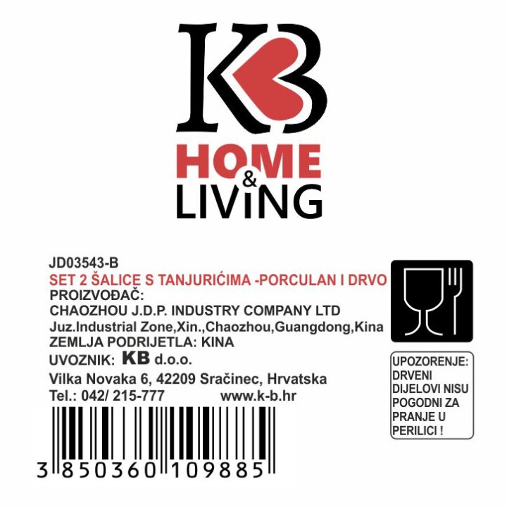 ŠALICE PORCULANSKE S DRVENIM TANJURIĆIMA 2/1 300 mL LINEA