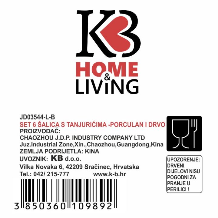 ŠALICE PORCULANSKE S DRVENIM TANJURIĆIMA 6/1 200 mL LINEA