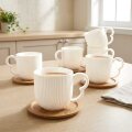 ŠALICE PORCULANSKE S DRVENIM TANJURIĆIMA 6/1 200 mL LINEA