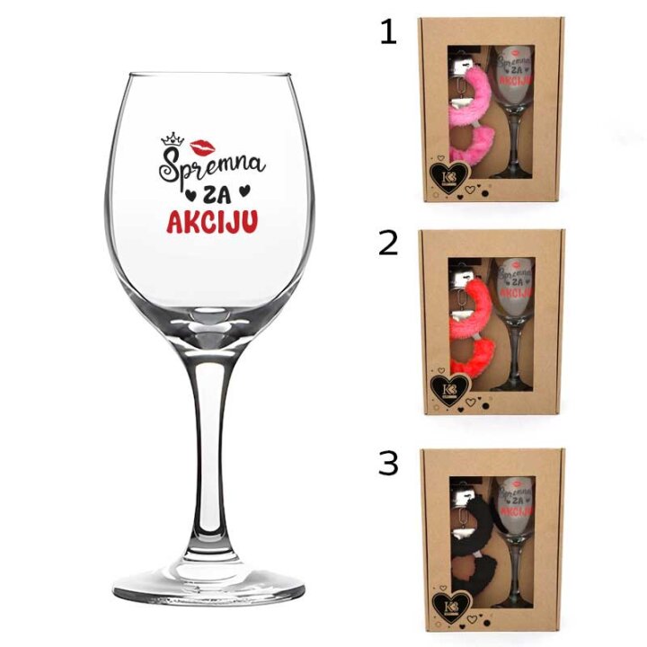 ČAŠA ZA VINO S LISICAMA I TISKOM 