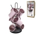 SET 6 ŠALICA 330 ml STAKLENA NA METALNOM STALKU 37,5 cm ROZA BOJA