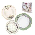 SERVIS ZA JELO 18 DIJELNI NEW BONE FLORA LUX DEKORIRANI - VALOVITI RUB