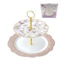ETAŽER 2 NIVOA NEW BONE ELEGANZA DEKORIRANI 26,5 CM - VALOVITI RUB