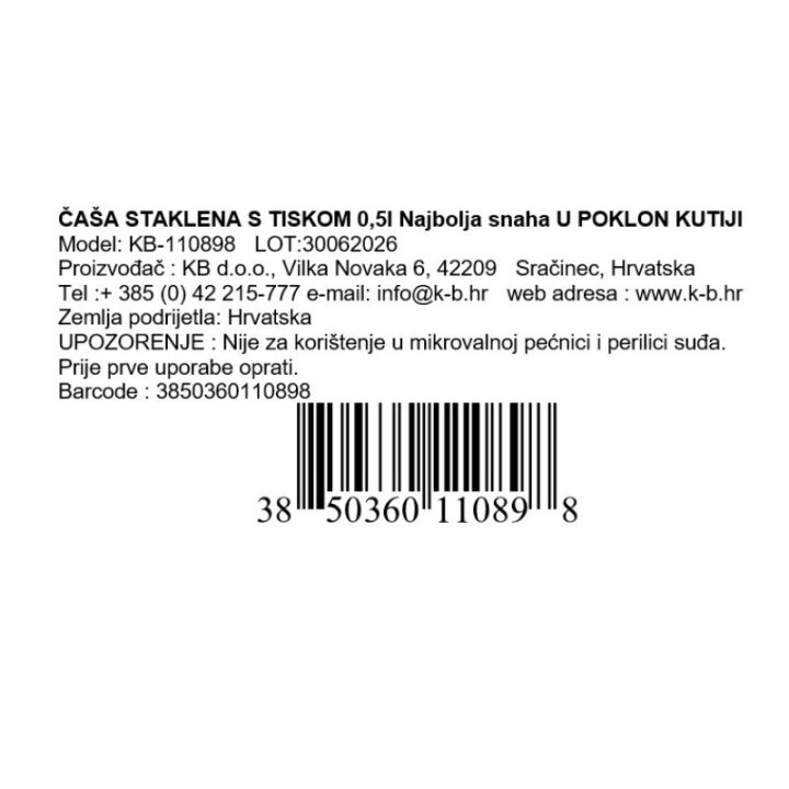 ČAŠA S TISKOM 0,5l Najbolja snaha U POKLON KUTIJI