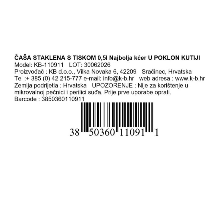 ČAŠA S TISKOM 0,5l Najbolja kćer U POKLON KUTIJI