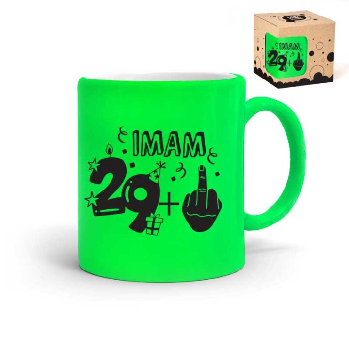 ŠALICA KERAMIČKA S TISKOM U POKLON KUTIJI NEON ZELENA - 30 godina