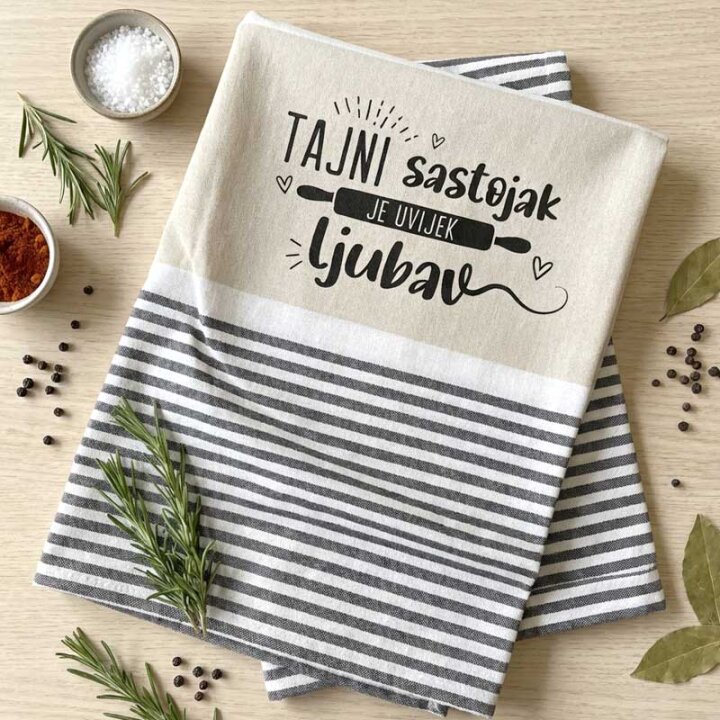 KRPA KUHINJSKA 50x70cm SA TISKOM Tajni sastojak je uvijek ljubav