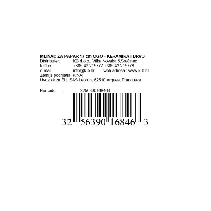 MLINAC ZA PAPAR 17 cm OGO - KERAMIKA I DRVO