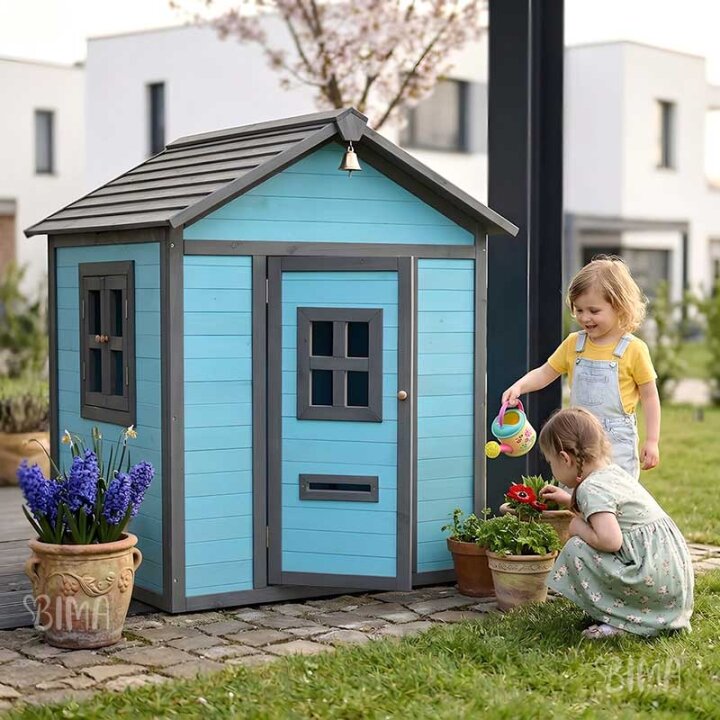 DRVENA KUĆICA ZA IGRU ALINE PLAVA 110×127×133 cm