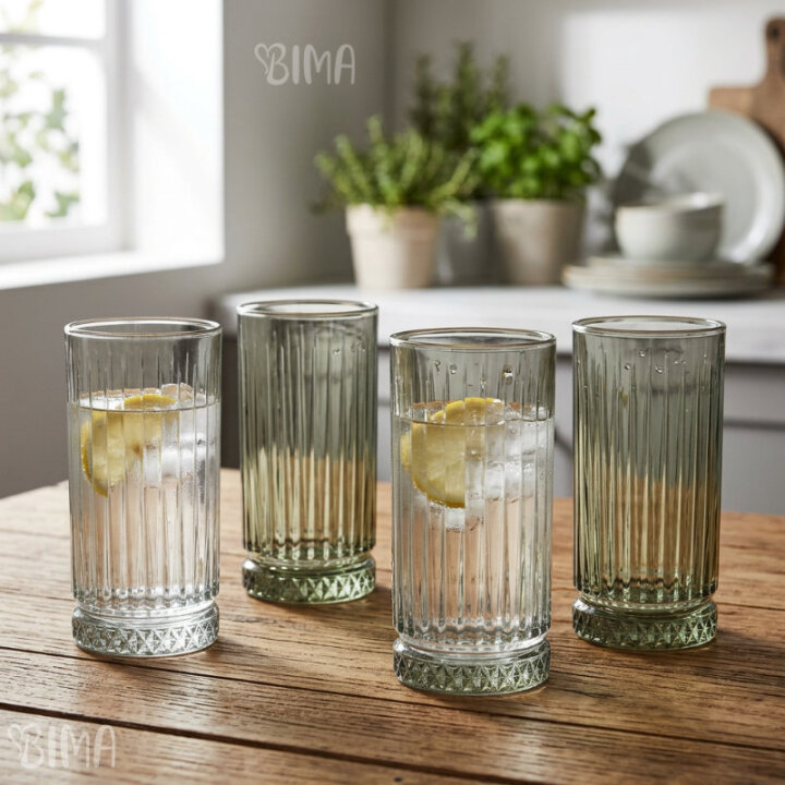 ČAŠE STAKLENE ELYSIA VISOKE 4/1 435 mL - SVIJETLO ZELENE