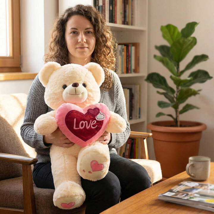 MEDO PLIŠANI KREM SA SRCEM LOVE 40 cm