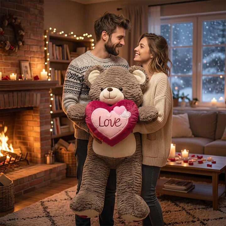 MEDO PLIŠANI SMEĐI SA SRCEM LOVE 60 cm