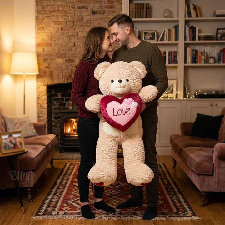 MEDO PLIŠANI KREM SA SRCEM LOVE 60 cm