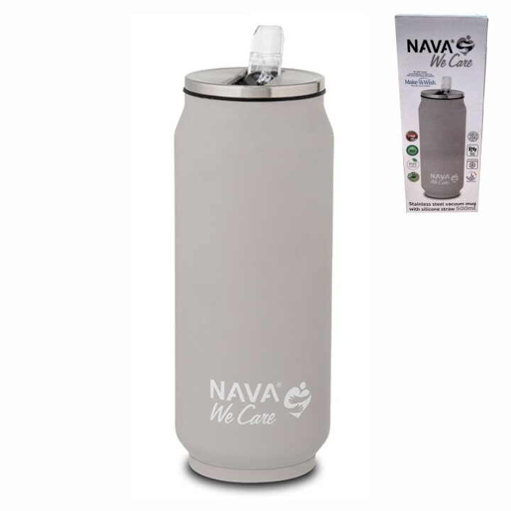 PUTNA TERMOS ŠALICA INOX BEŽ BOJA 500 mL SA SLAMKOM - WE CARE