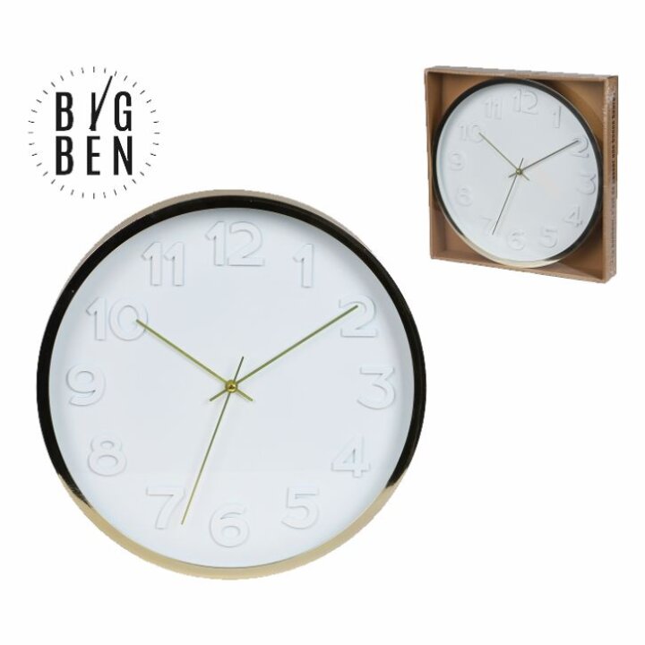 SAT ZIDNI 30 cm BIG BEN - BIJELO-SREBRNI / BIJELO-ZLATNI