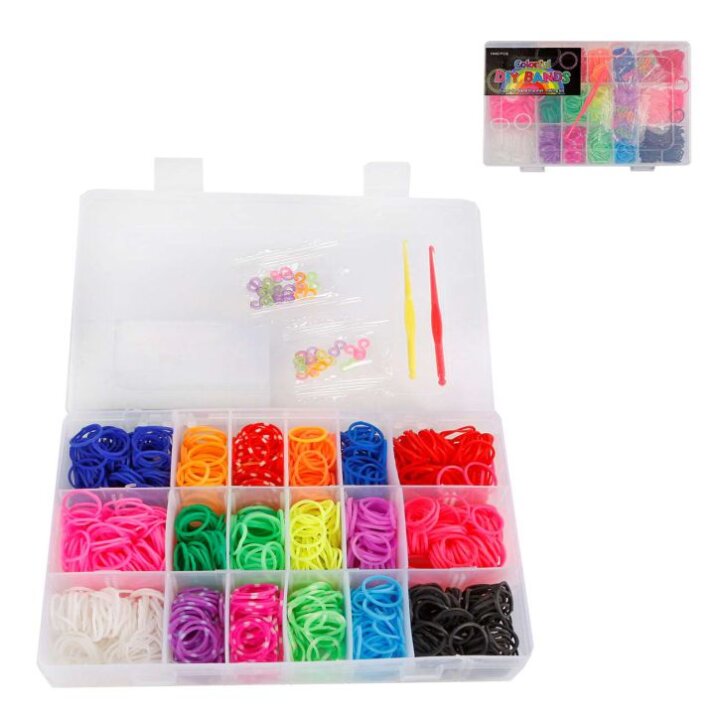 GUMICE ZA IZRADU NAKITA - LOOM BANDS 1440 KOMADA U KUTIJI 20x13,8 cm