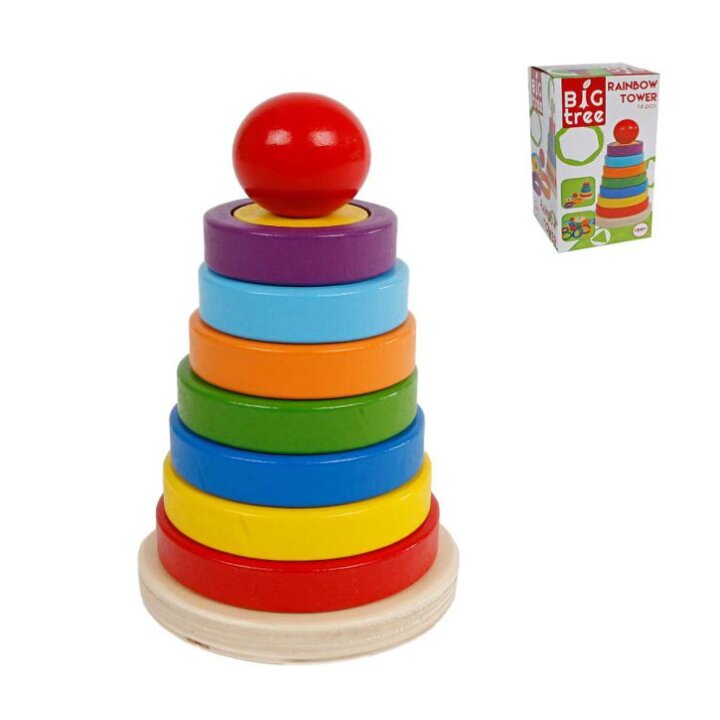 PRSTENI DRVENI U BOJI 16/1 ZA SLAGANJE PIRAMIDE 9,5x16,5 cm