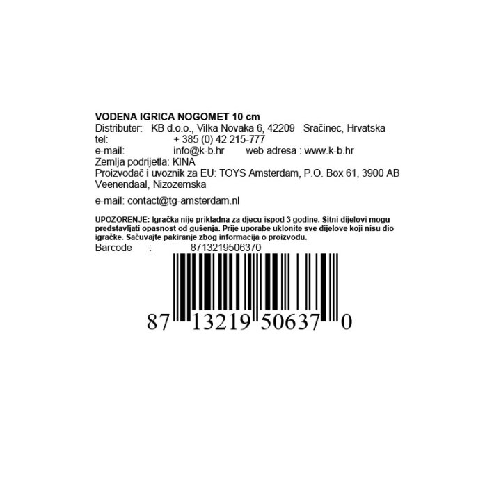 VODENA IGRICA NOGOMET 10 cm