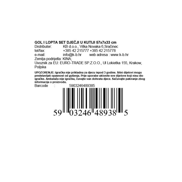 GOL I LOPTA SET DJEČJI U KUTIJI