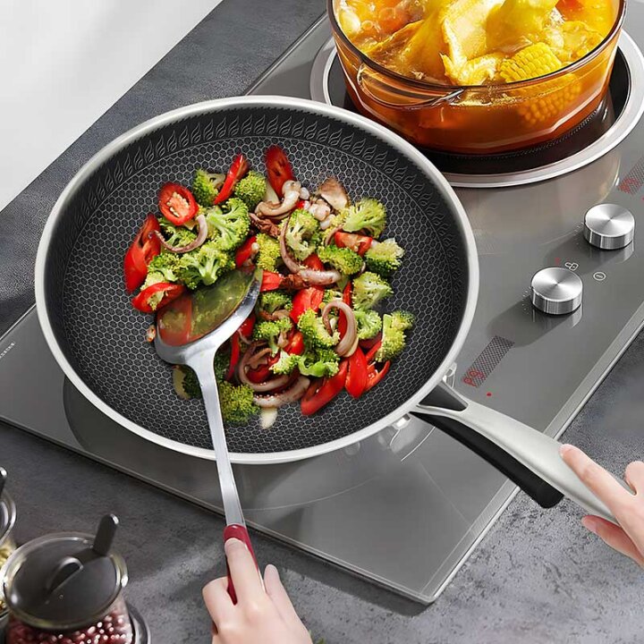 TAVA INOX S NEPRIANJAJUĆIM HEXAGON PREMAZOM INDUKCIJA 24 cm