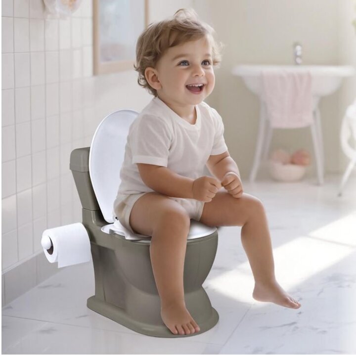 KAHLICA DJEČJA WC ŠKOLJKA XL 2u1 SA ZVUKOM I SVJETLOM SIVO-BIJELA 45x40x28 cm