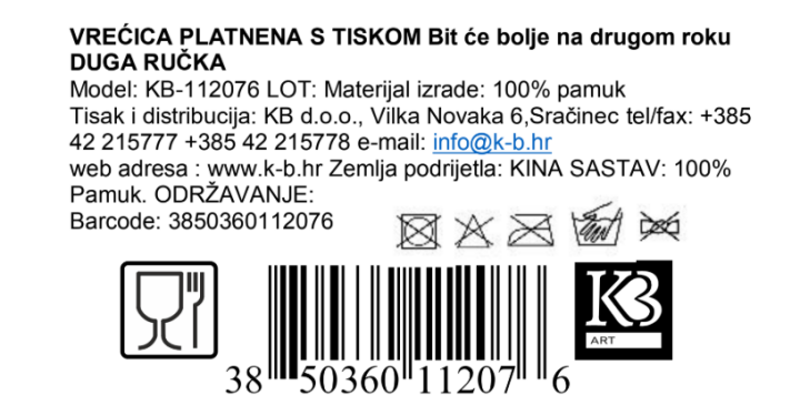 VREĆICA PLATNENA S TISKOM Bit će bolje na drugom roku DUGA RUČKA
