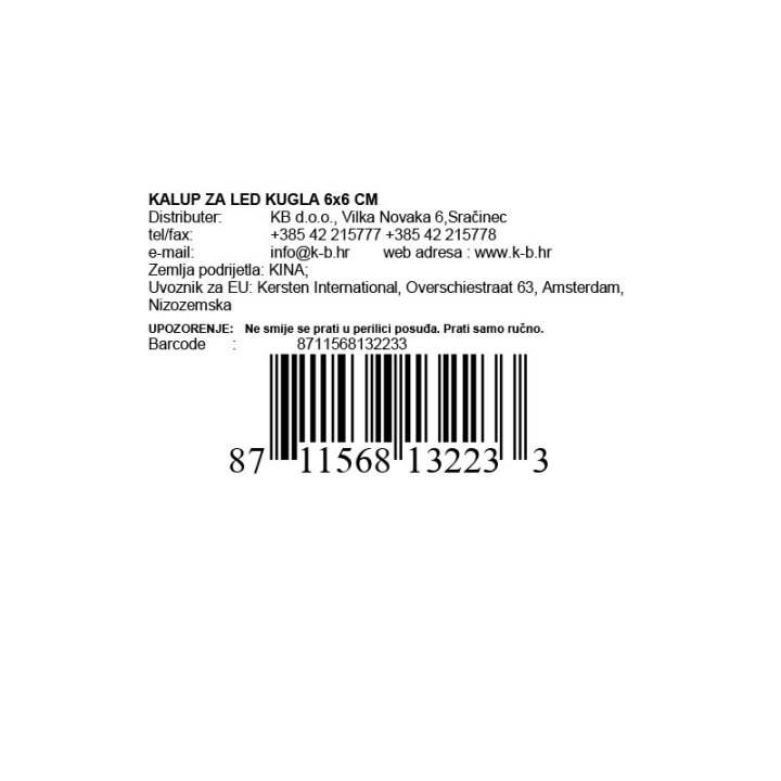 KALUP ZA LED KUGLA 6x6 CM