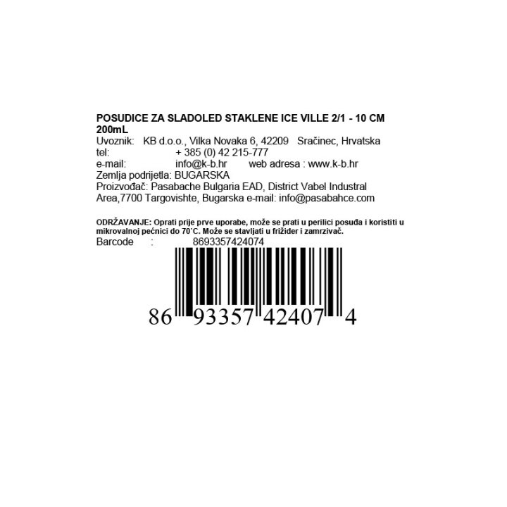 POSUDICE ZA SLADOLED STAKLENE ICE VILLE 2/1 - 10 CM 200mL