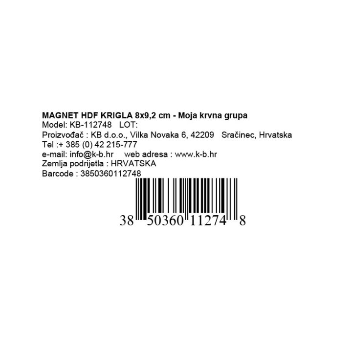 MAGNET HDF KRIGLA 8 x 9,2 cm - Moja krvna grupa