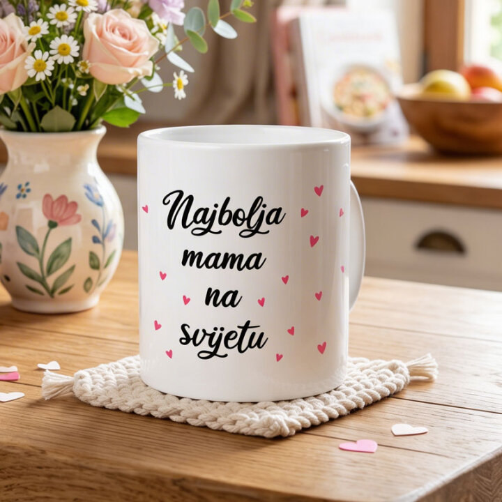 ŠALICA KERAMIČKA S TISKOM BIJELA U POKLON KUTIJI 300 ml-Najbolja mama na svijetu
