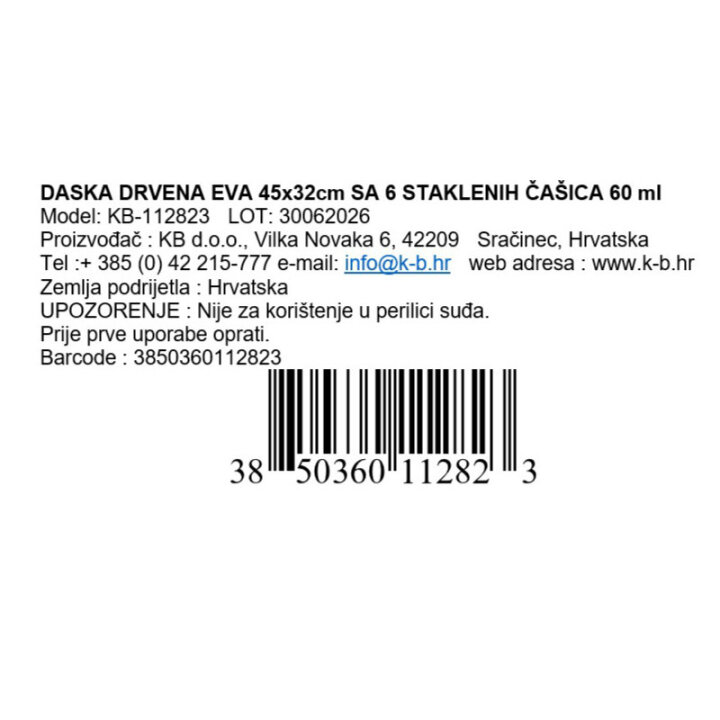 DASKA DRVENA EVA SA 6 ČAŠICA 60ml
