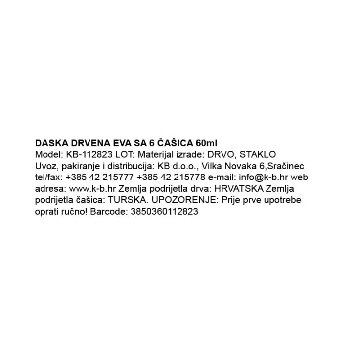 DASKA DRVENA EVA SA 6 ČAŠICA 60ml