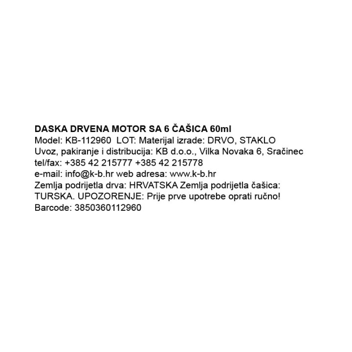 DASKA DRVENA MOTOR SA 6 ČAŠICA 60ml
