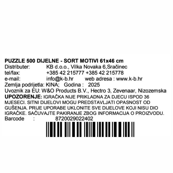 PUZZLE 500 DIJELNE - SORT MOTIVI 61x46 cm