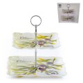 STAKLENI DEKORATIVNI ETAŽER 2 NIVOA OLIVE HARMONY 25,5 / 20 cm