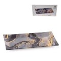 STAKLENI DEKORATIVNI TANJUR ČETVRTASTI MIDNIGHT MARBLE SERIES 33x16 cm