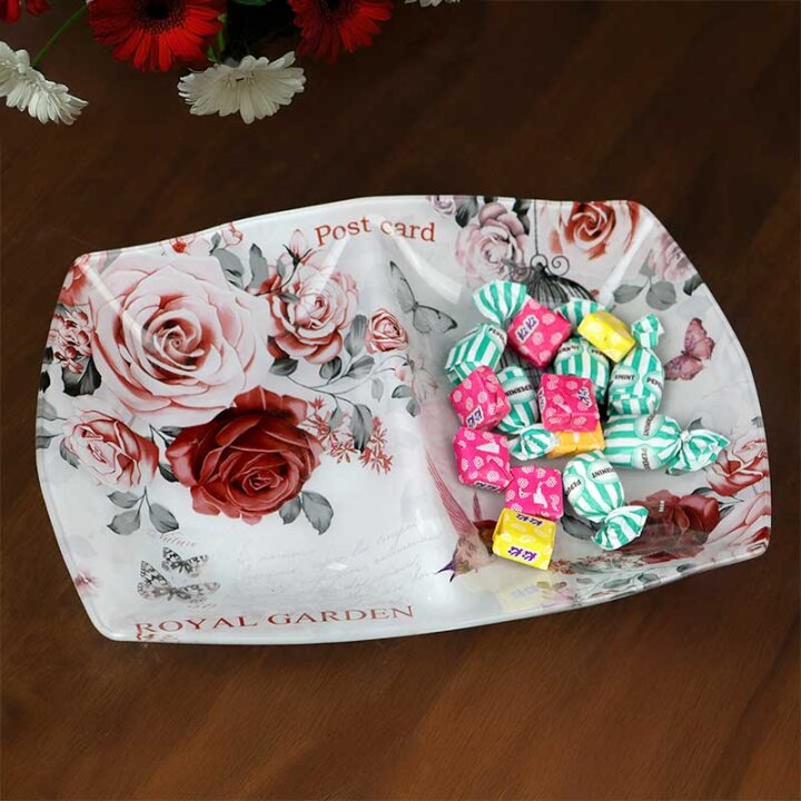 STAKLENA DEKORATIVNA ZDJELICA S PREGRADOM ROYAL GARDEN 28 cm