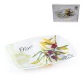 STAKLENA DEKORATIVNA ZDJELICA S PREGRADOM OLIVE HARMONY 28 cm